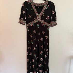 Midi Dress with Floral Accents